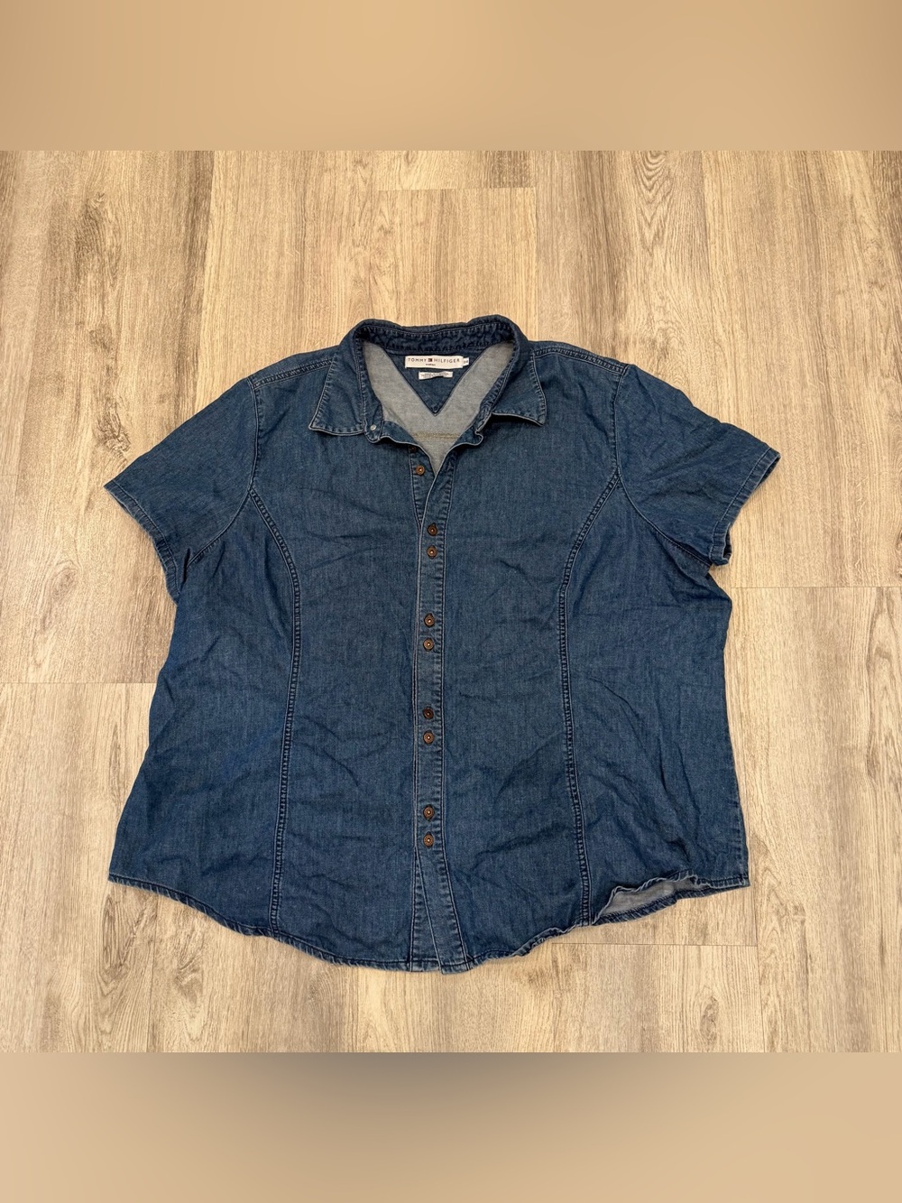 Tommy Hilfiger Chambray Button Front Shirt 100% Cotton Plus Size 24